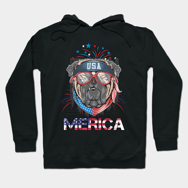 Cute Dog Merica Memorial Day Patriot Hoodie by CoolFuture